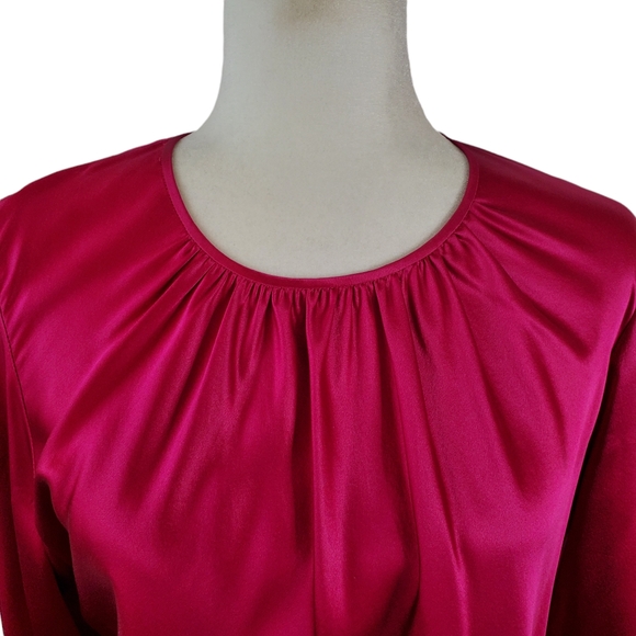 Lafayette 148 Silk‎ Blouse Womens Size 8 Raspberry Holidays Work Christmas M - Picture 4 of 13